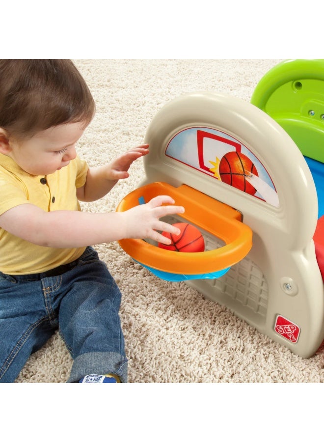 ستيب2 الرياضي الرائع للأطفال الصغار، يتضمن متسلقًا ومنزلقًا مع حلقة كرة سلة ومضرب وكرة، لعبة لعب نشطة داخلية وخارجية، مناسبة للأولاد والبنات من عمر 12 شهرًا فما فوق - Image 4